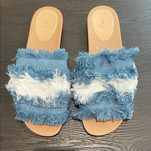 NEW!! Bill Blass Frayed Denim and White Sandals